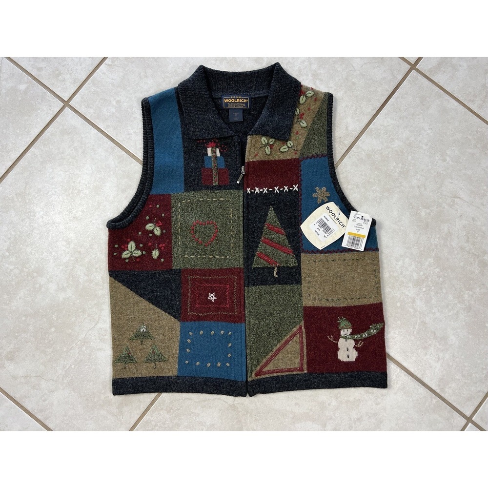 Woolrich NWT Women's‎ Sweater Vest Wool Holiday Zip Christmas Multicolor Medium
